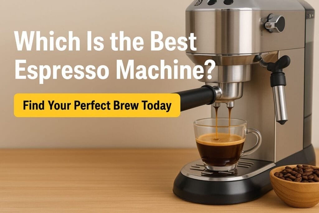 Modern espresso machine brewing coffeee
