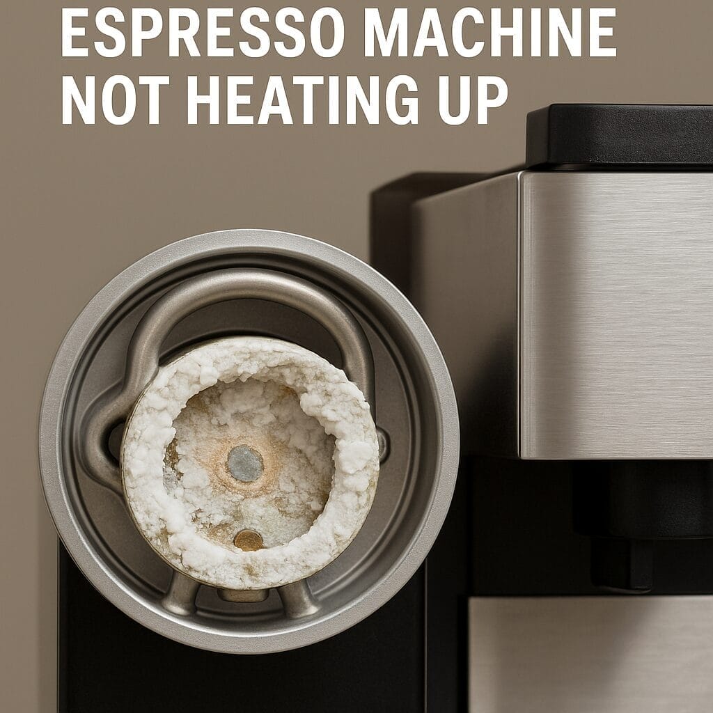 Scale buildup in espresso machine heating element.