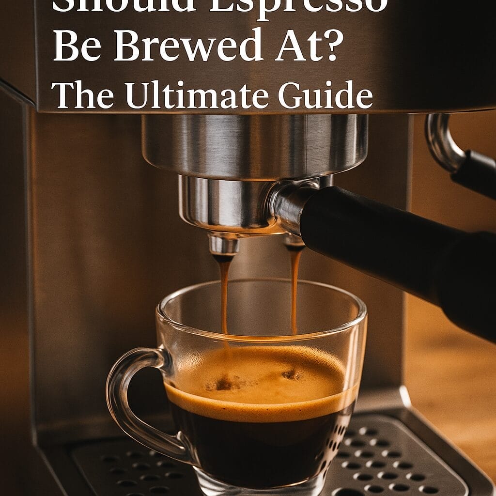 Stainless steel espresso machine pouring rich espresso into a clear glass cup with golden crema.
